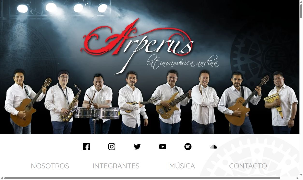 Página de Arperus, con el grupo musical y su identidad artística